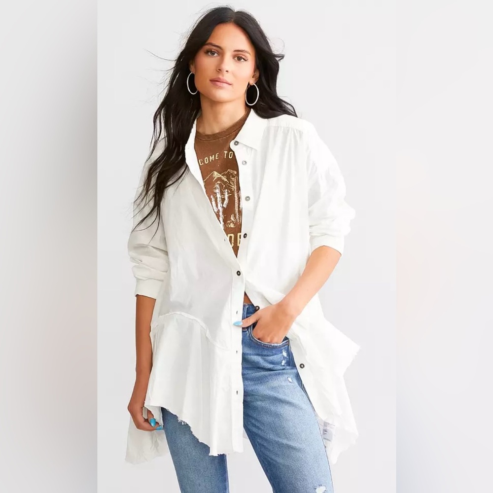 Free People Freda Poplin tunic in white size Xsmall
